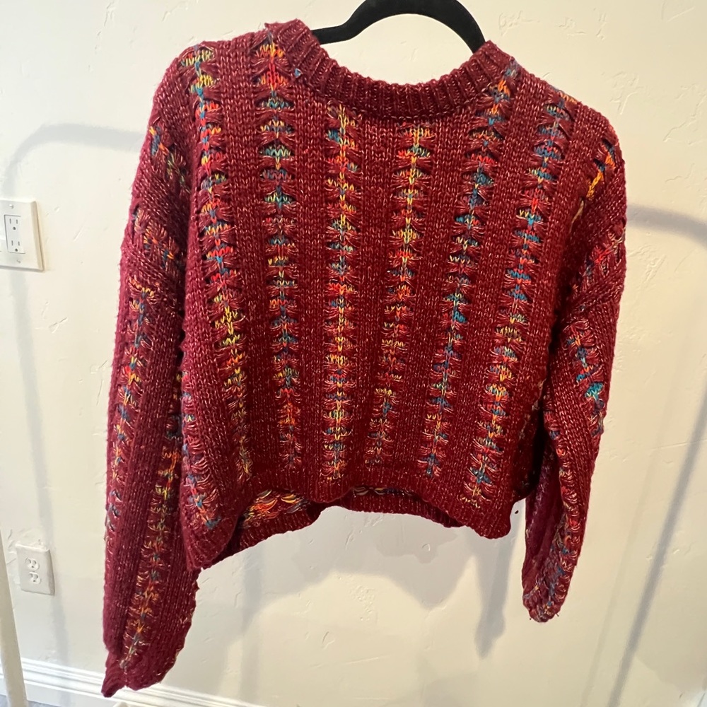 Red / colorful stitched sweater